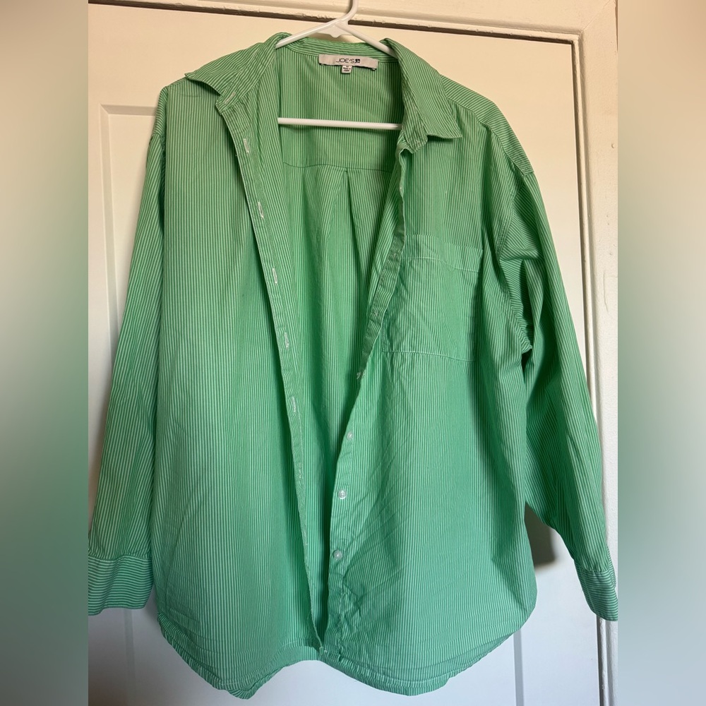 Joe's Jeans Green Pinstripe Long-Sleeve Button-Down Shirt
